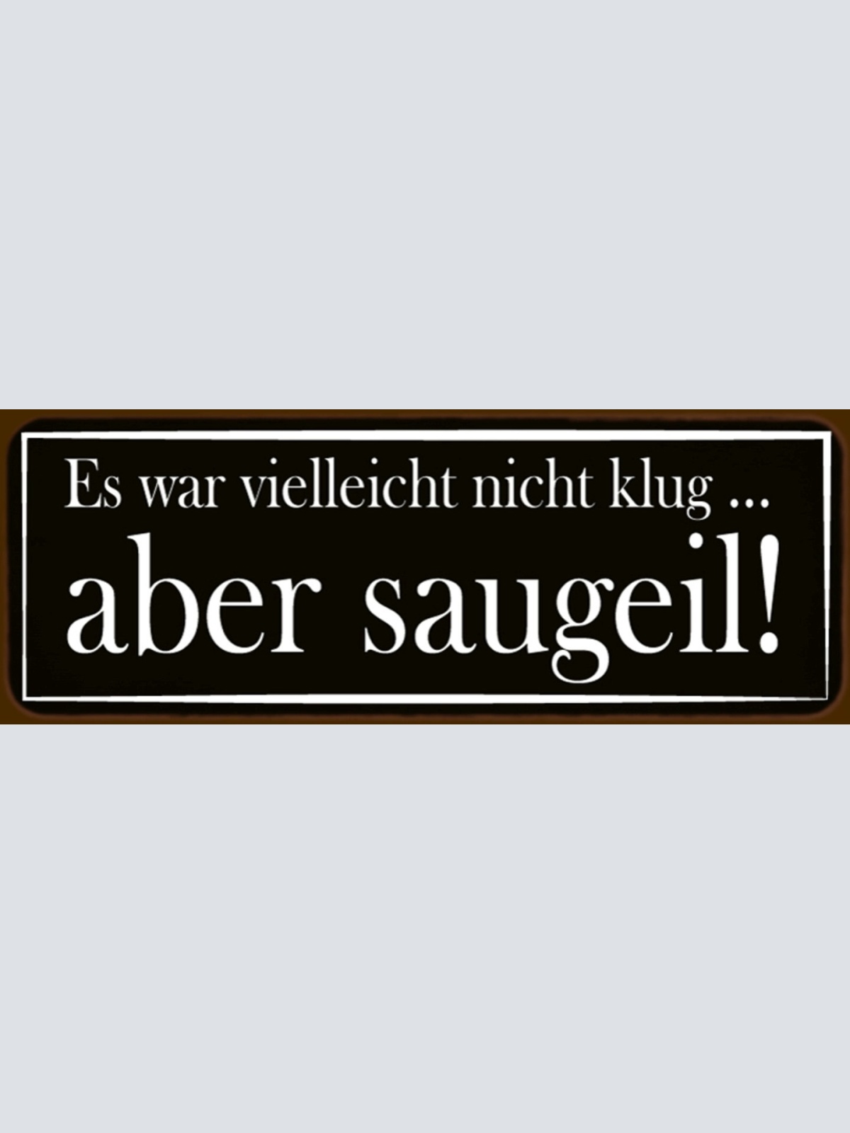 Schild Es War Vielleicht Nicht Klug Aber Sau Geil Dumm 27 x 10 Blech od. Holz