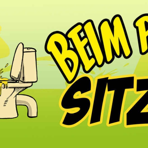 Schild Beim Pinkeln Sitzen WC Toilette Mann Hinsetzen 27 x 10 Blech od. Holz