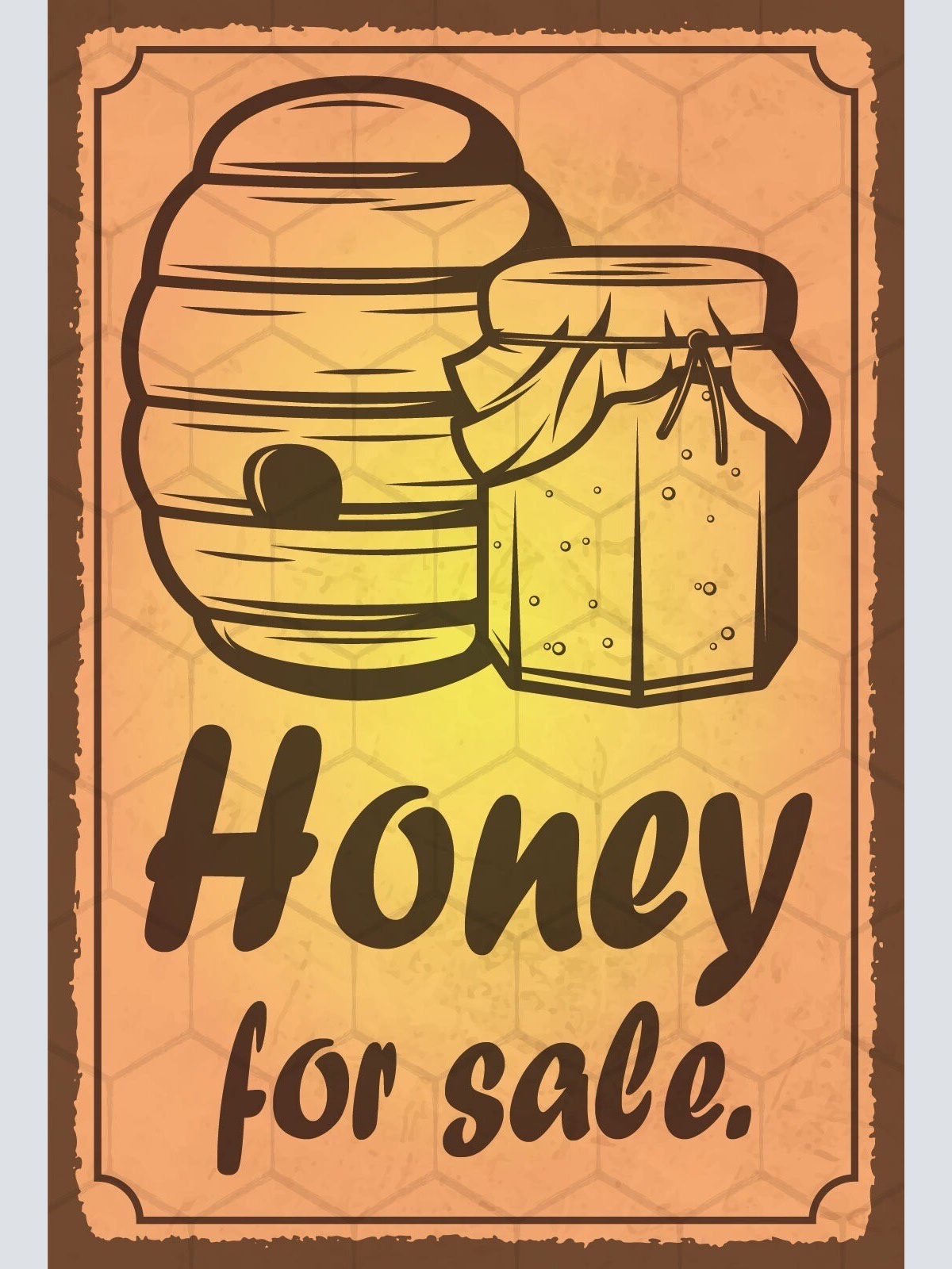 Schild Honey for Sale Honig Verkauf Biene 12x18 / 20x30 / 30x40 Blech od. Holz