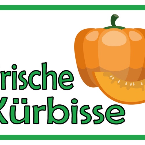 Schild Frische Kürbisse Gemüse Verkauf 12x18 / 20x30 / 30x40 Blech od. Holz