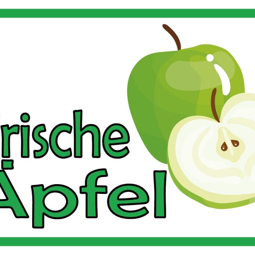 Schild Frische Äpfel Apfel Obst Verkauf 12x18 / 20x30 / 30x40 Blech od. Holz