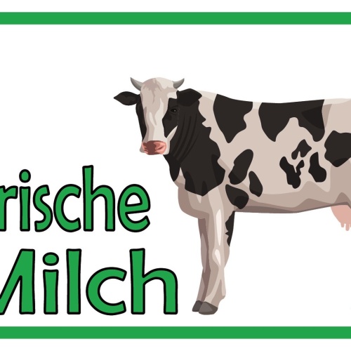 Schild Frische Milch Verkauf Kuh Bauernhof 12x18 / 20x30 / 30x40 Blech od. Holz