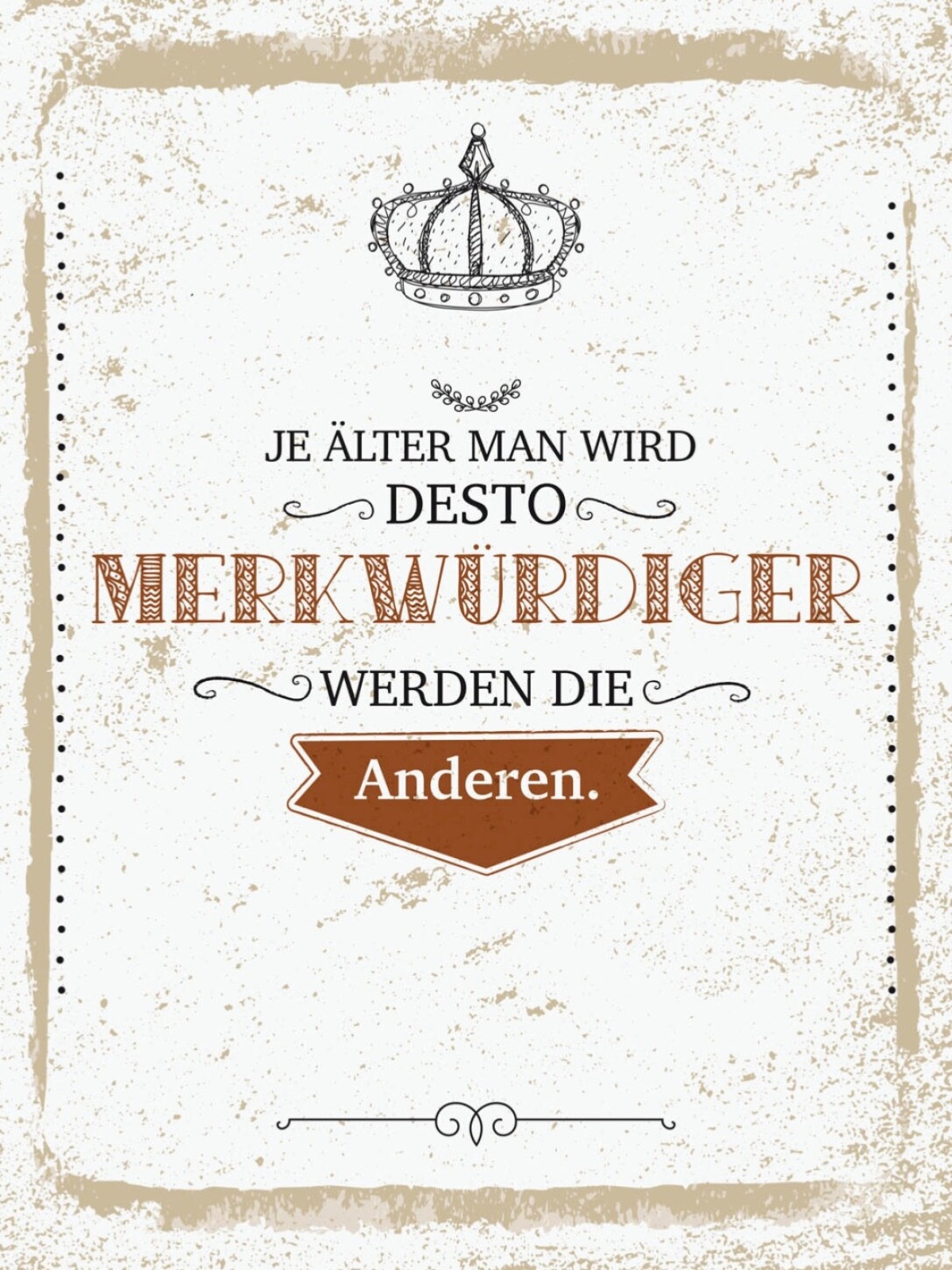 Schild Je Älter Man Wird Desto Merkwürdiger Anderen 12x18 20x30 30x40 Blech/Holz