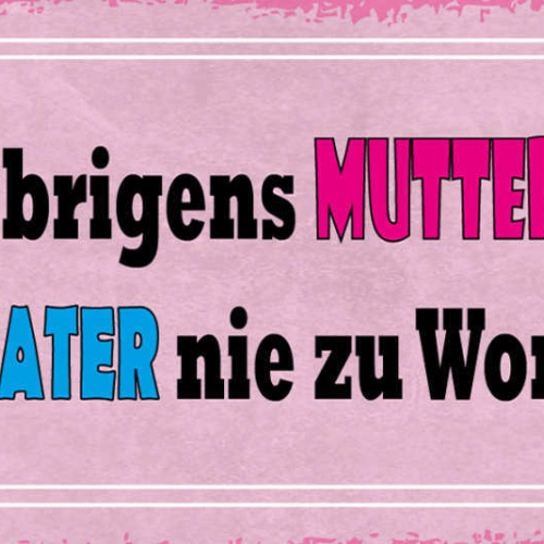 Schild Es Heißt Übrigens Muttersprache Weil Der Vater Nie Zu Wort Kommt 27x10