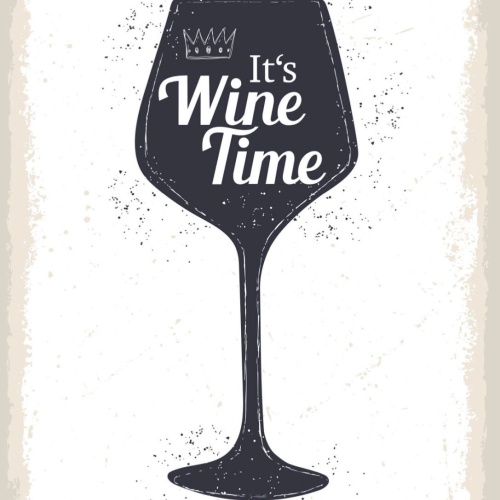Schild It's Wine Time Wein Zeit Alkohol Glas 12x18 20x30 30x40 Blech/Holz