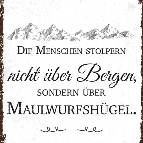 Schild Menschen Stolpern Nicht Berge Maulwurfshügel 12x18 20x30 30x40 Blech/Holz