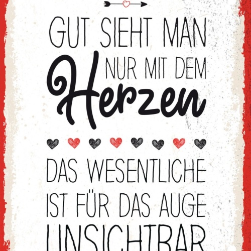Schild Gut Sieht Man Nur Mit Dem Herzen Wesentliche 12x18 20x30 30x40 Blech/Holz