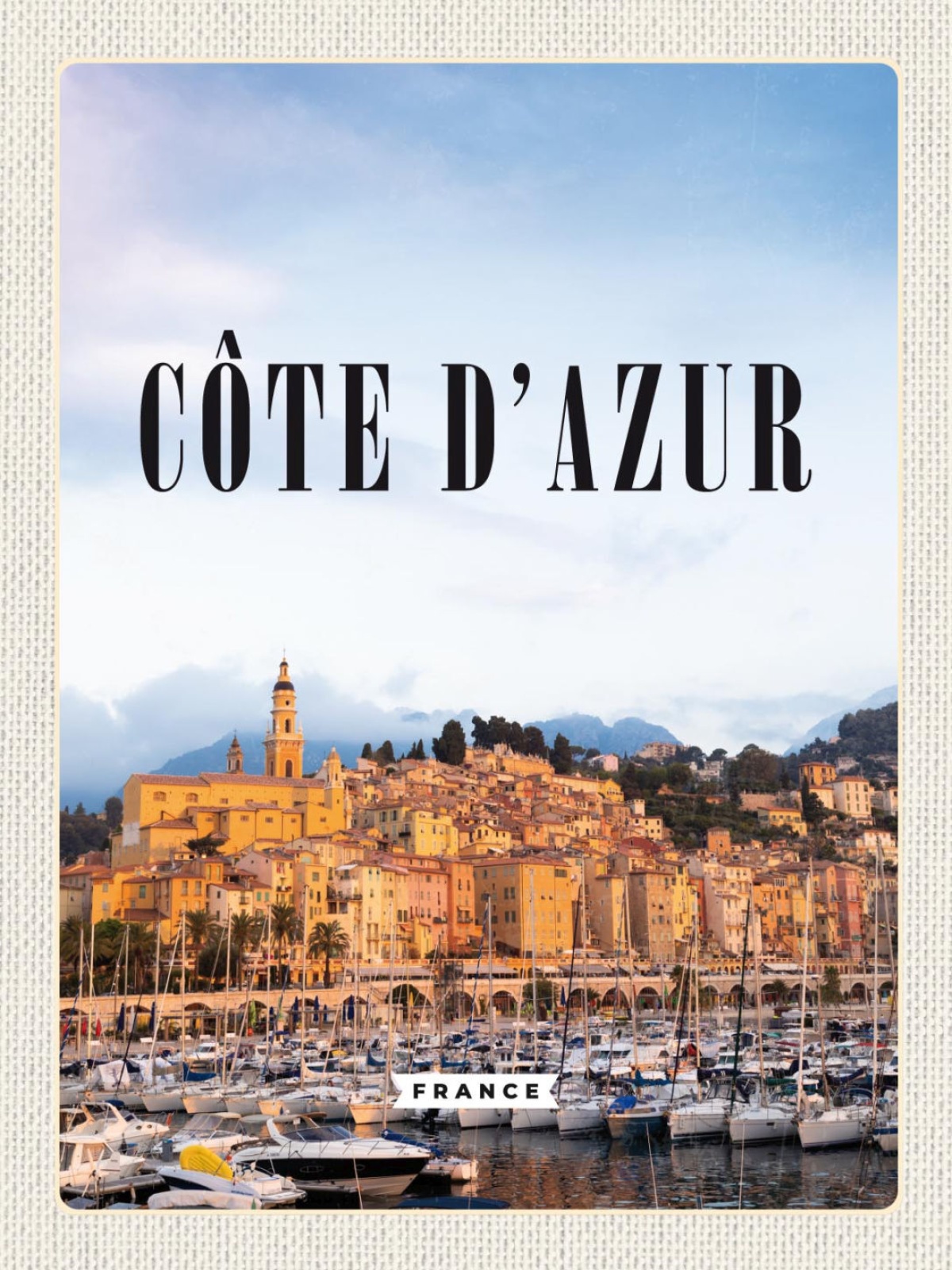 Schild Côte d’Azur France Frankreich Stadt Hafen 12x18 20x0 30x40 Blech od. Holz