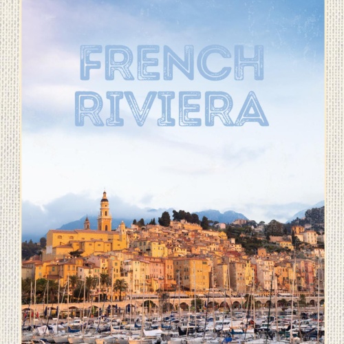 Schild French Rivera Côte d’Azur Frankreich Haus 12x18 20x30 30x40 Blech/Holz