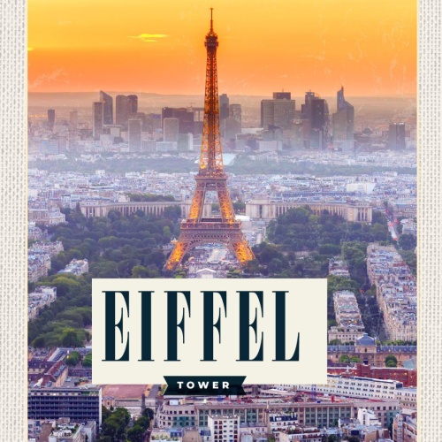 Schild Eiffel Tower Turm France Paris Frankreich 12x18 20x0 30x40 Blech od. Holz