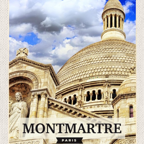 Schild Montmartre Paris Frankreich Sacré-Cœur 12x18 20x30 30x40 Blech od. Holz