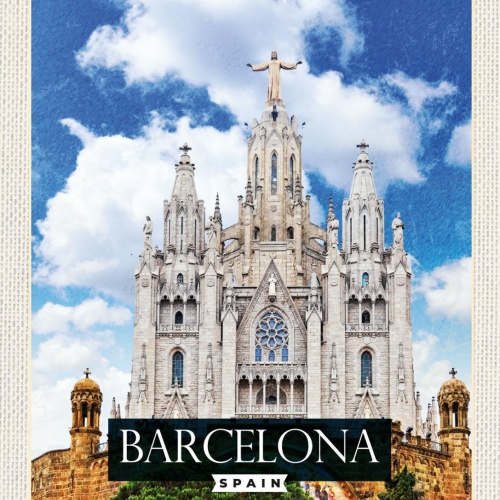 Schild Barcelona Spain Spanien Tempel Sagrat Cor 12x18 20x30 30x40 Blech/Holz