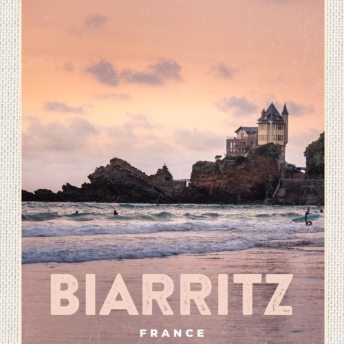 Schild Biarritz France Frankreich Küste Meer 12x18 20x30 30x40 Blech od. Holz