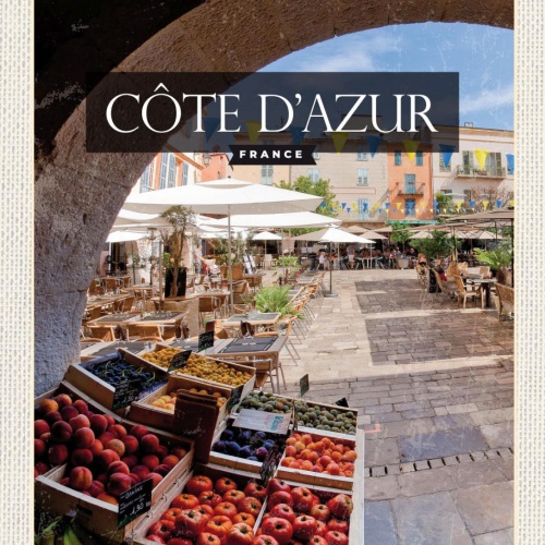 Schild Côte d’Azur France Frankreich Stadt Markt 12x18 20x0 30x40 Blech od. Holz