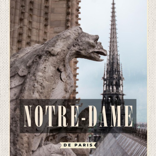 Schild Notre-Dame De France Frankreich Gargoyle 12x18 20x30 30x40 Blech od. Holz