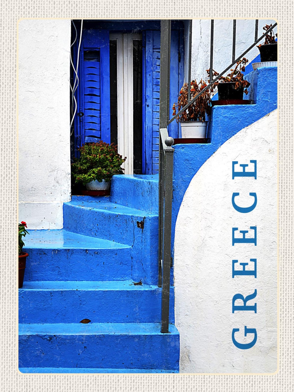 Schild Greece Griechenland Haus Eingang Treppen 12x18 20x30 30x40 Blech/Holz