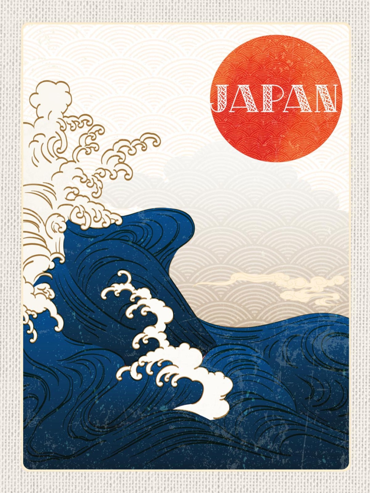 Schild Japan Hokusai Welle Kanagawa Meer Ozean 12x18 20x30 30x40 Blech/Holz