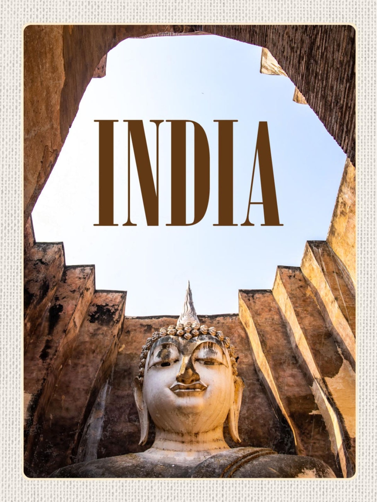 Schild India Indien Buddha Statue Buddhismus Zen 12x18 20x30 30x40 Blech/Holz