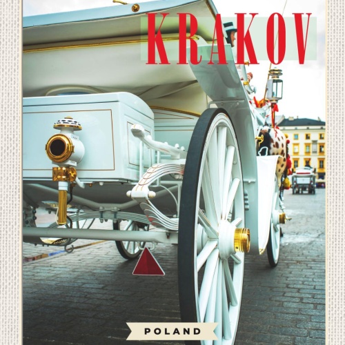 Schild Krakov Poland Krakau Polen Kutsche Stadt 12x18 20x30 30x40 Blech/Holz