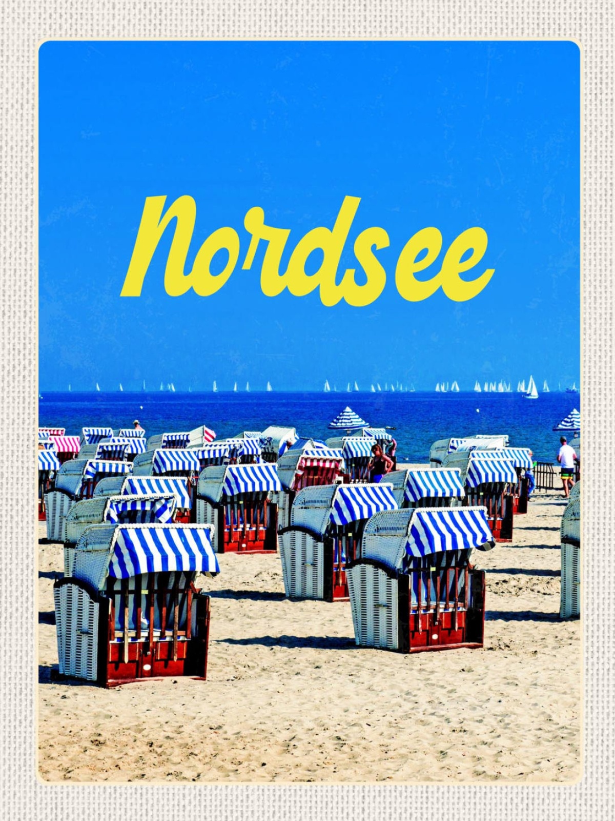 Schild Nordsee Küste Strand Strandkörbe Meer D EU 12x18 20x30 30x40 Blech/Holz