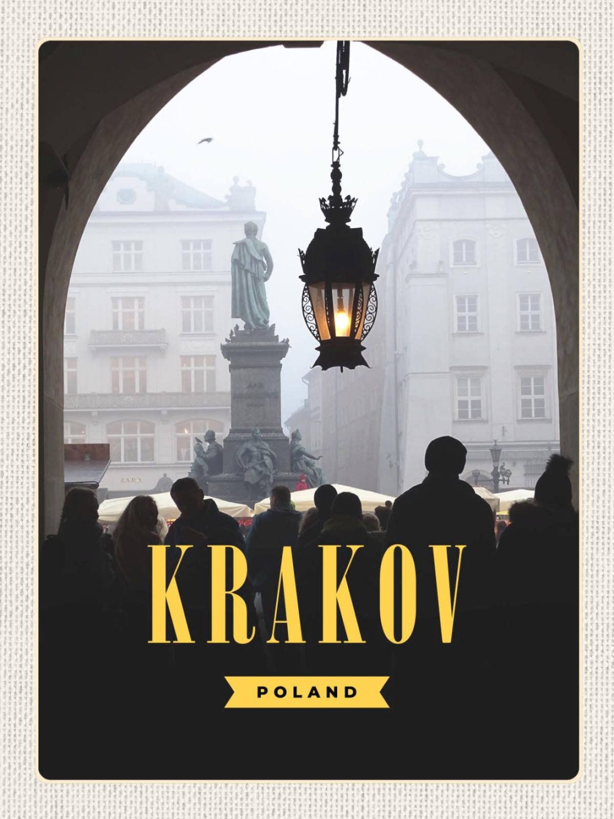 Schild Krakov Poland Krakau Polen Statue Stadt 12x18 20x30 30x40 Blech/Holz