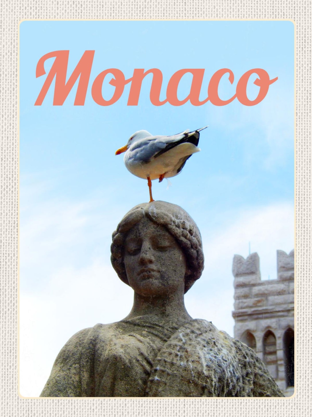 Schild Monaco Fürstentum Vogel Statue Skulptur 12x18 20x30 30x40 Blech/Holz