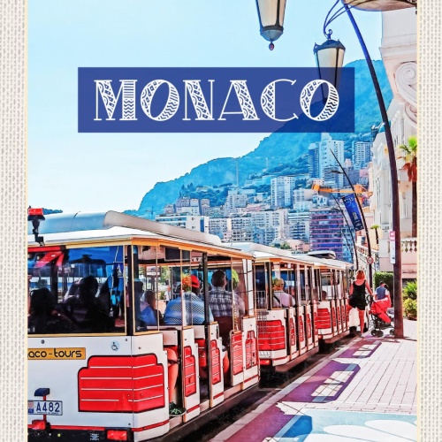 Schild Monaco Fürstentum Tram Bahn Zug Monte Carlo 12x18 20x30 30x40 Blech/Holz