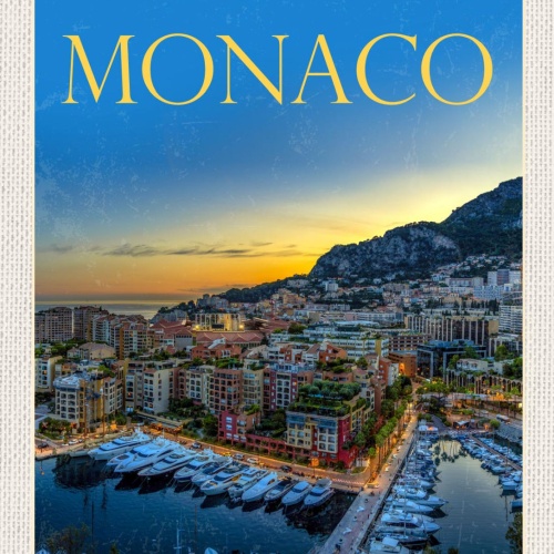 Schild Monaco Fürstentum Stadt Hafen Monte Carlo 12x18 20x30 30x40 Blech/Holz