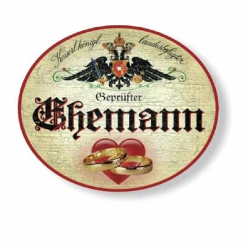 Kuk nostalgie holzschild geprüfter ehemann