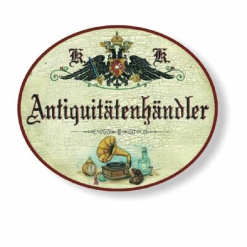 KuK Nostalgie Holzschild Antiquitätenhändler