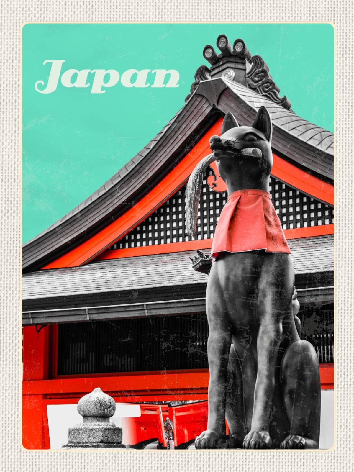 Schild Japan Inari Schrein Fuchs Tempel Shintoismus 12x18 20x30 30x40 Blech/Holz