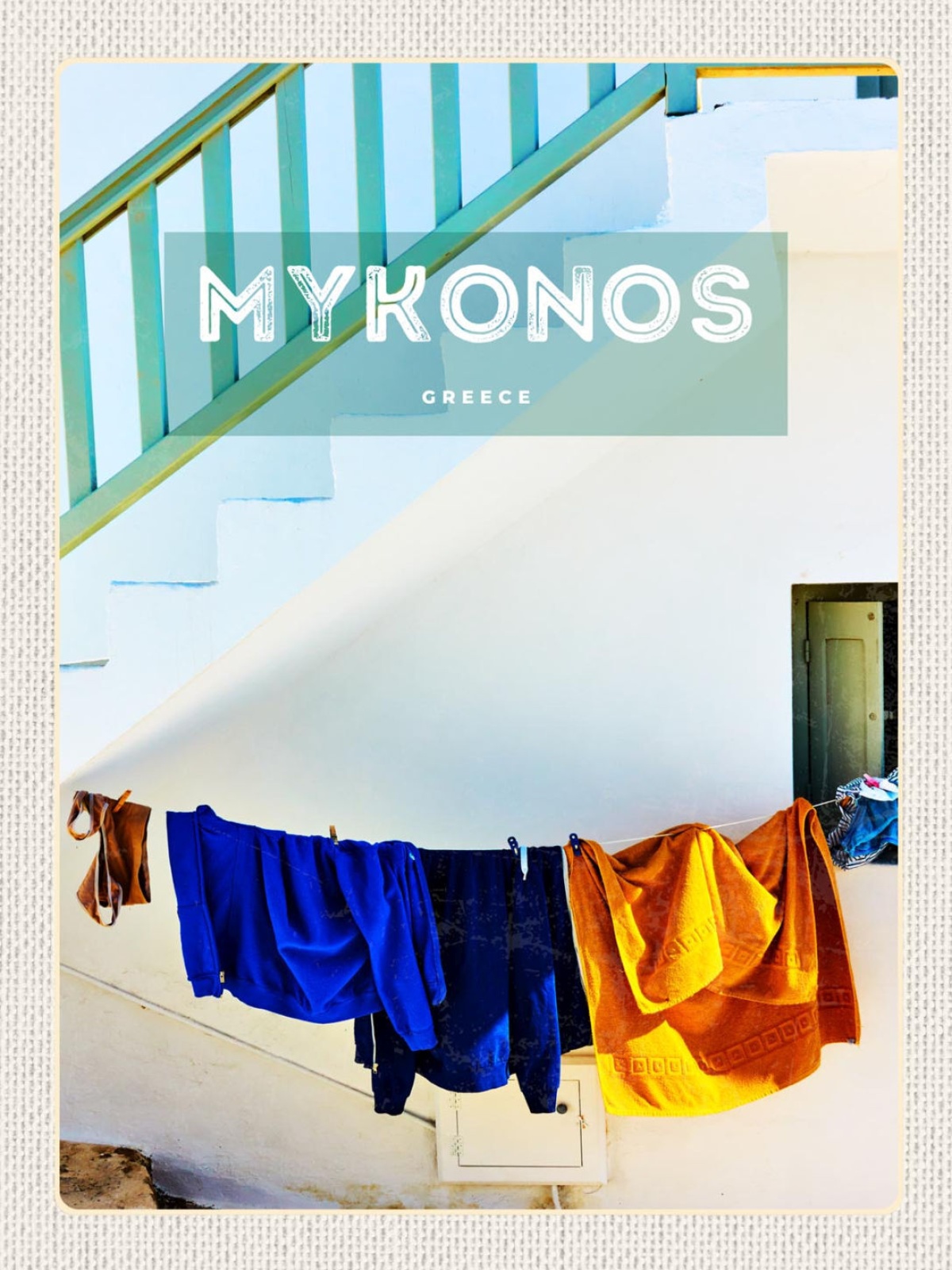 Schild Mykonos Greece Griechenland Wäscheleine Haus 12x18 20x30 30x40 Blech/Holz