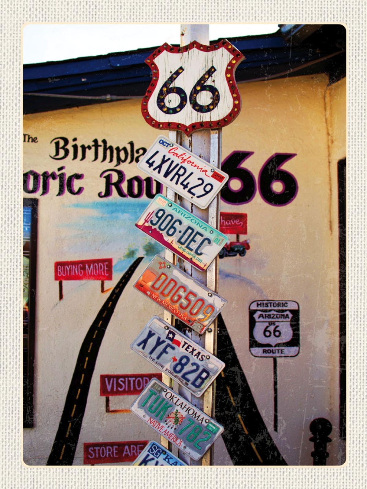 Schild Route 66 Nummerntafeln Highway Straße USA 12x18 20x30 30x40 Blech/Holz