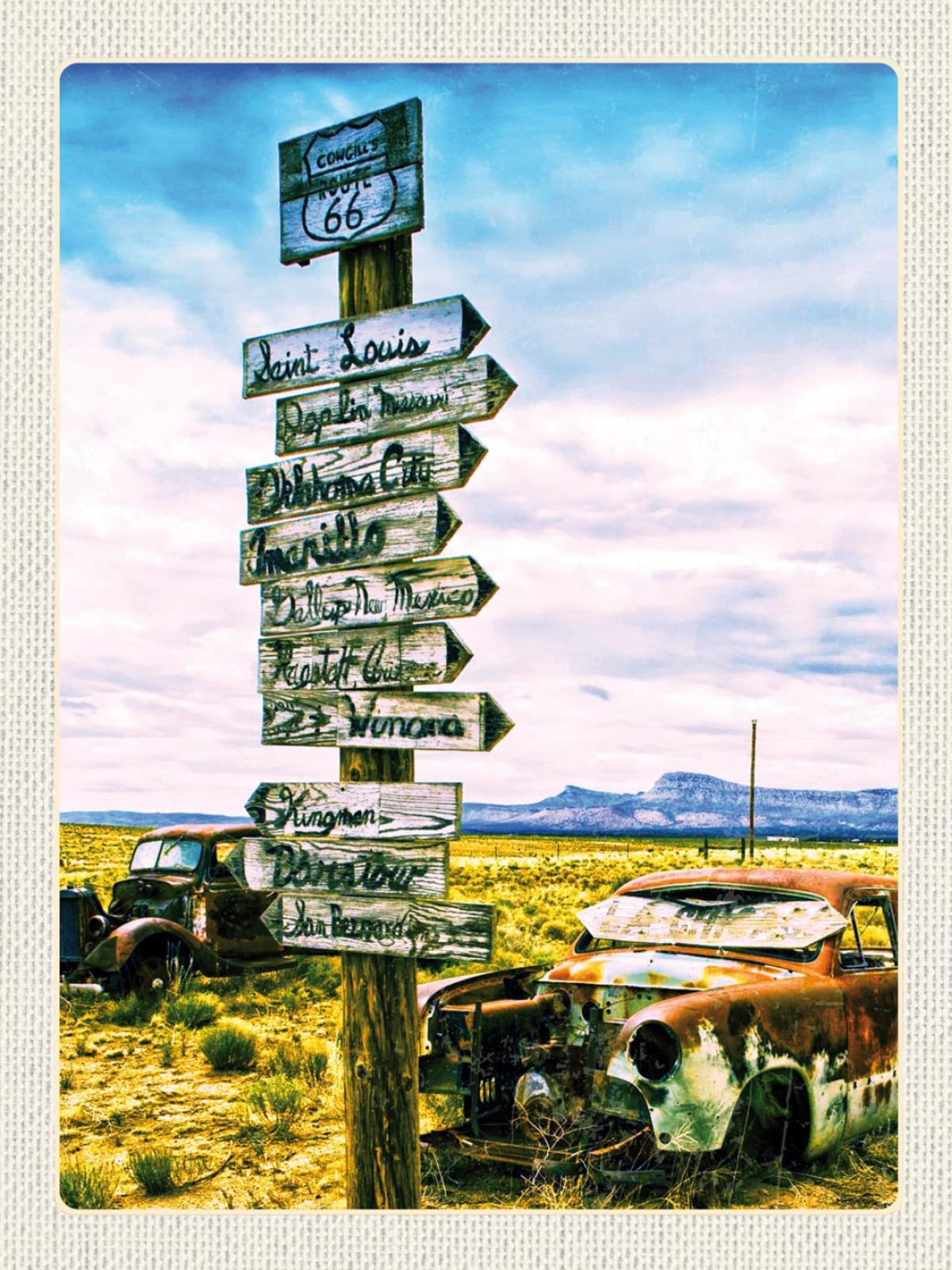 Schild Route 66 Wegweiser Fernstraße Highway USA 12x18 20x30 30x40 Blech/Holz