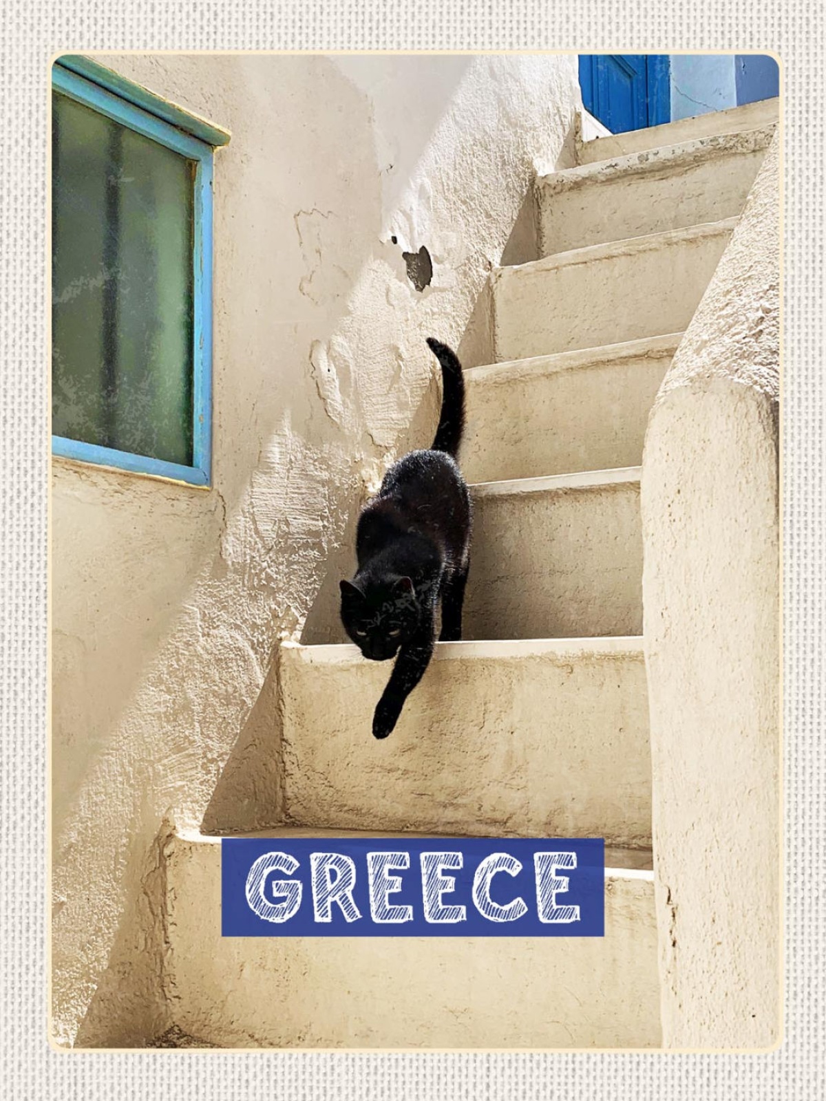 Schild Greece Griechenland Katze Treppe Stufen Haus 12x18 20x30 30x40 Blech/Holz