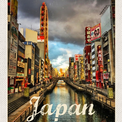 Schild Japan "Tokyo" Osaka Dotonbori Fluss 12x18 20x30 30x40 Blech/Holz