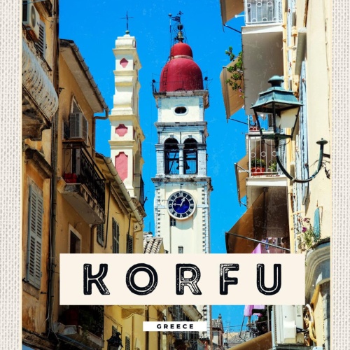 Schild Korfu Greece Griechenland St.Spyridon Kirche 12x18 20x30 30x40 Blech/Holz