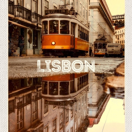 Schild Lisbon Lissabon Portugal Tram Stassenbahn 12x18 20x30 30x40 Blech/Holz