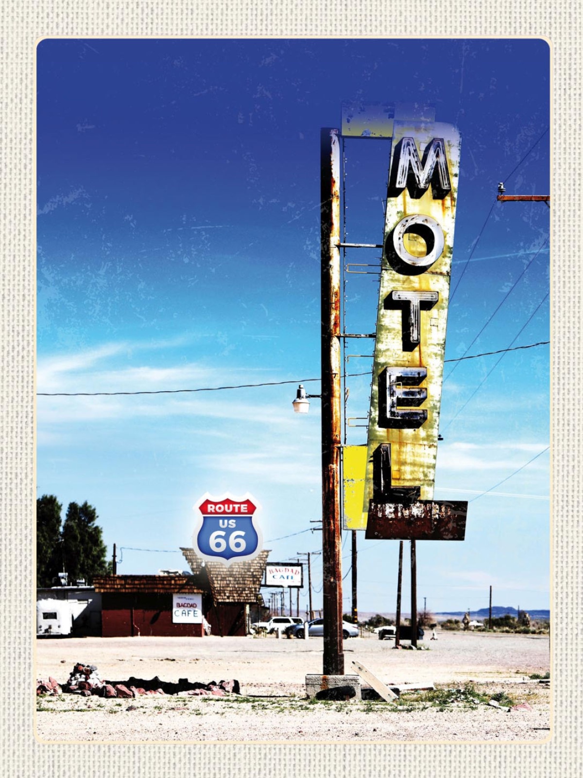 Schild Route 66 Motel Fernstraße Highway USA 12x18 20x30 30x40 Blech/Holz