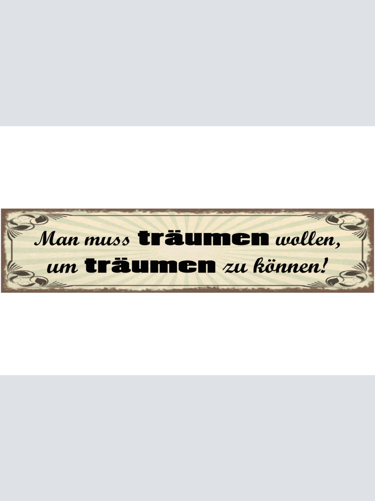 Schild Man Muss Träumen Wollen Um Träumen Zu Können Traum 46 x 10 Blech od. Holz