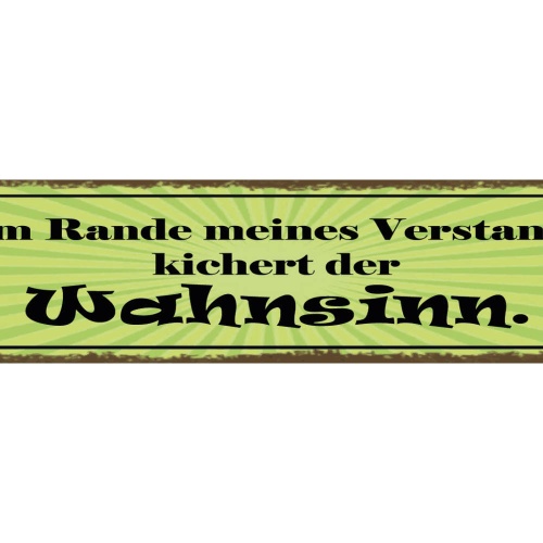 Schild Am Rande Meines Verstands Kichert Der Wahnsinn 46 x 10 Blech od. Holz