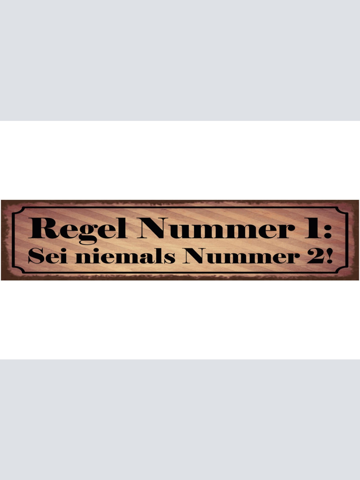 Schild Regel Nummer 1 Sei Niemals Nummer 2 Sieger 46 x 10 Blech od. Holz