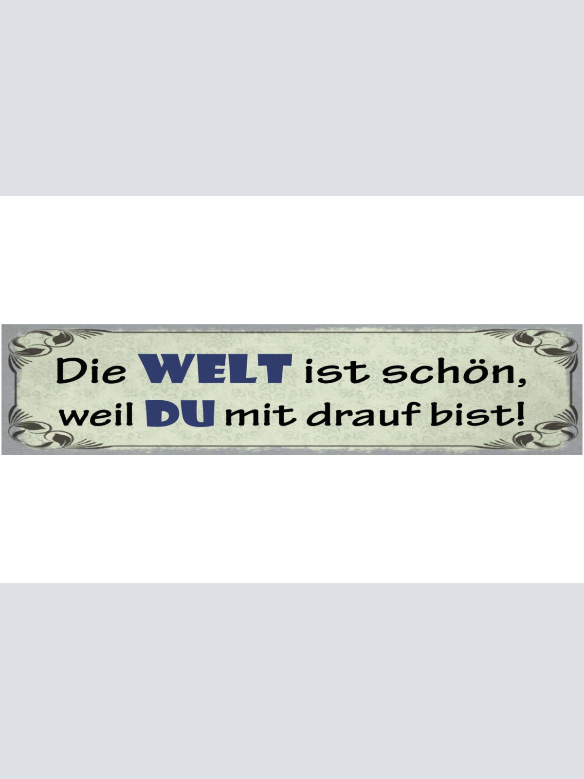 Schild Die Welt Ist Schön Weil Du Mit Drauf Bist Liebe 46 x 10 Blech od. Holz