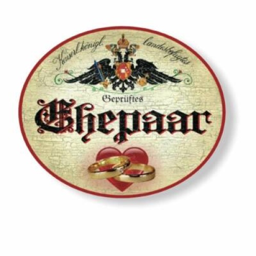 Kuk nostalgie holzschild geprüftes ehepaar