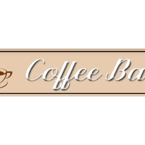 Schild Coffee Bar Café Kaffee Haus Trinken Tasse Kuchen 46 x 10 Blech od. Holz
