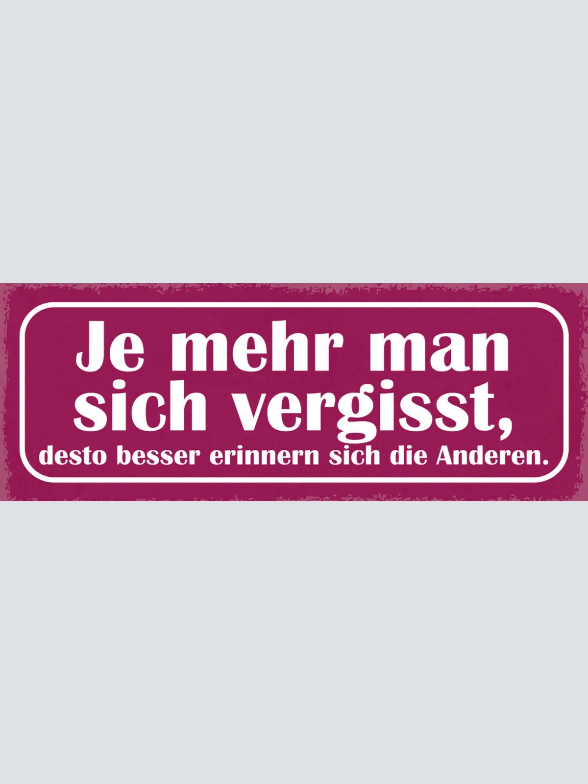 Schild Je Mehr Man Sich Vergisst Desto Besser Erinnern Sich Die Anderen 27x10