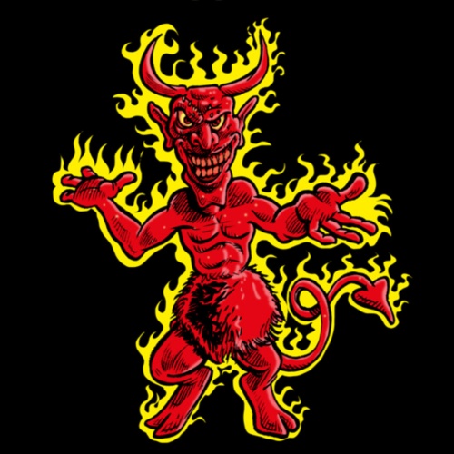 Schild Spruch Alle Sünder willkommen! Teufel JW