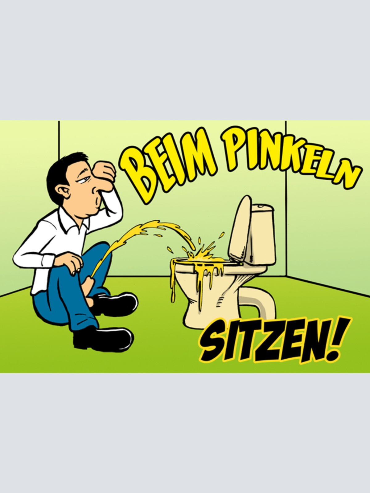 Schild Spruch Beim Pinkeln sitzen Toilette Männer JW