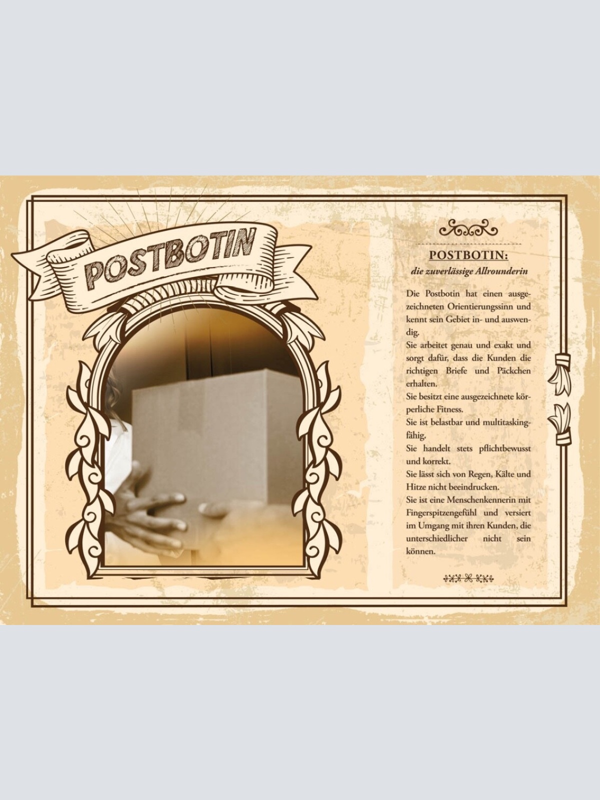 Schild Postbotin Beruf Briefträgerin Post Paket 12x18 20x30 30x40 Blech/Holz