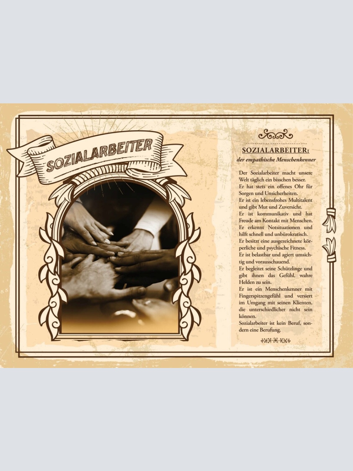 Schild Sozialarbeiter Beruf Sozialpädagoge 12x18 20x30 30x40 Blech/Holz